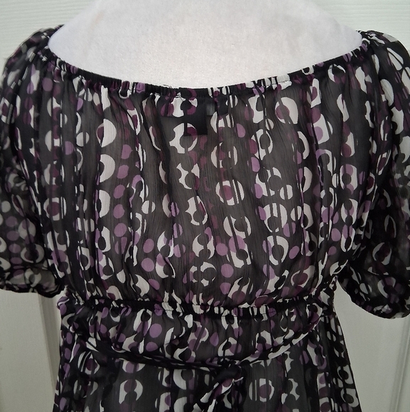 BCX Black & Purple Empire Waist Top. Size M - Picture 2 of 13